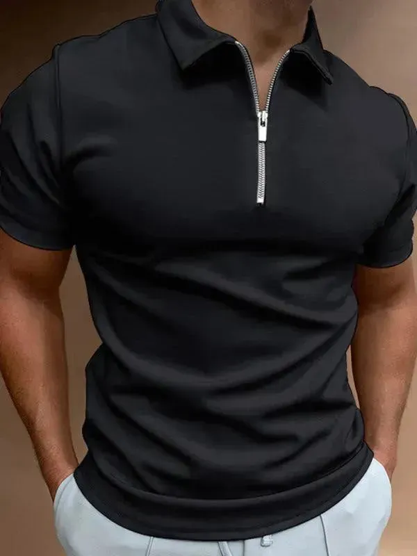 Men's Solid Color Short Sleeve Polo Shirt