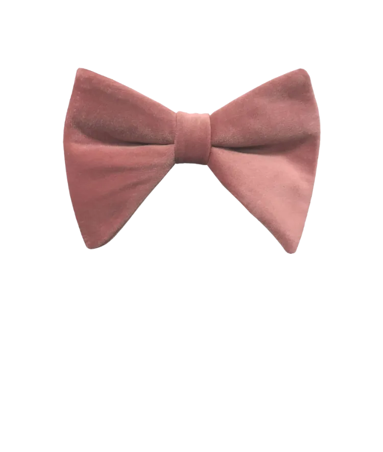Men's solid rose gold velvet bowtie and pocket square