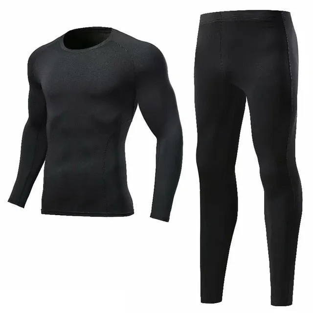 Men's Sports Compression Racing Set T-Shirt   Pants - Skin Tights Fitness Long Sleeve