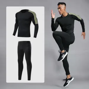Men's Sports Compression Racing Set T-Shirt   Pants - Skin Tights Fitness Long Sleeve