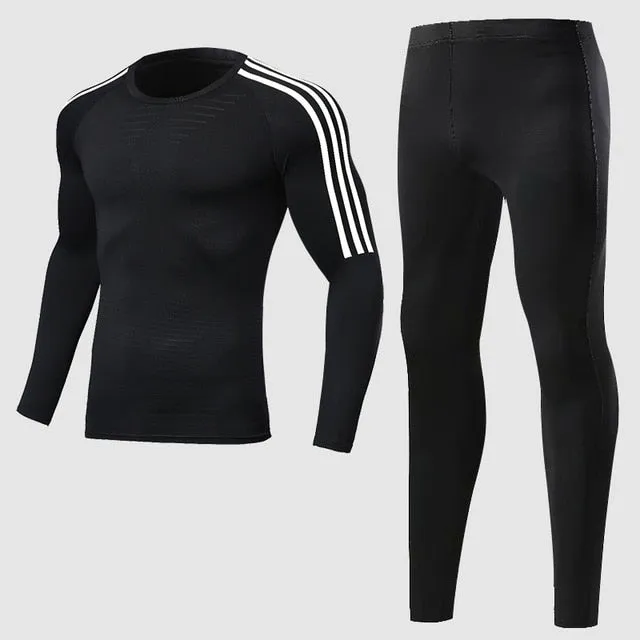 Men's Sports Compression Racing Set T-Shirt   Pants - Skin Tights Fitness Long Sleeve