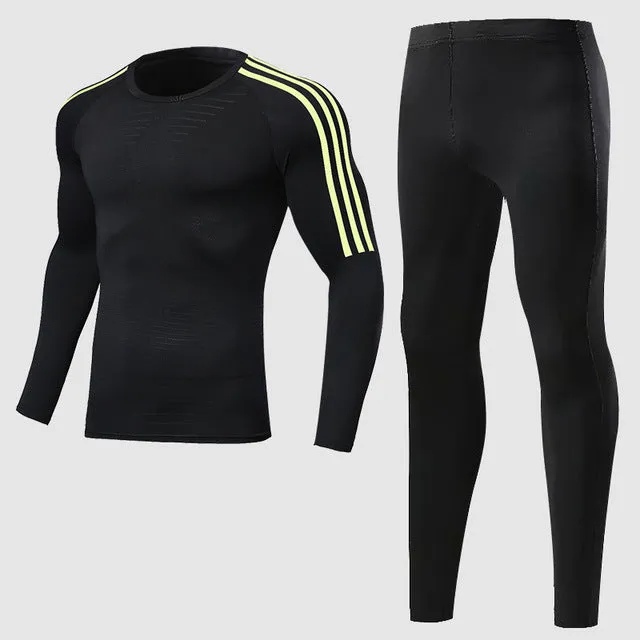 Men's Sports Compression Racing Set T-Shirt   Pants - Skin Tights Fitness Long Sleeve
