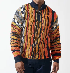 Mens Stacy Adams Vintage Style Pullover Sweater Navy   Bright Orange 83005