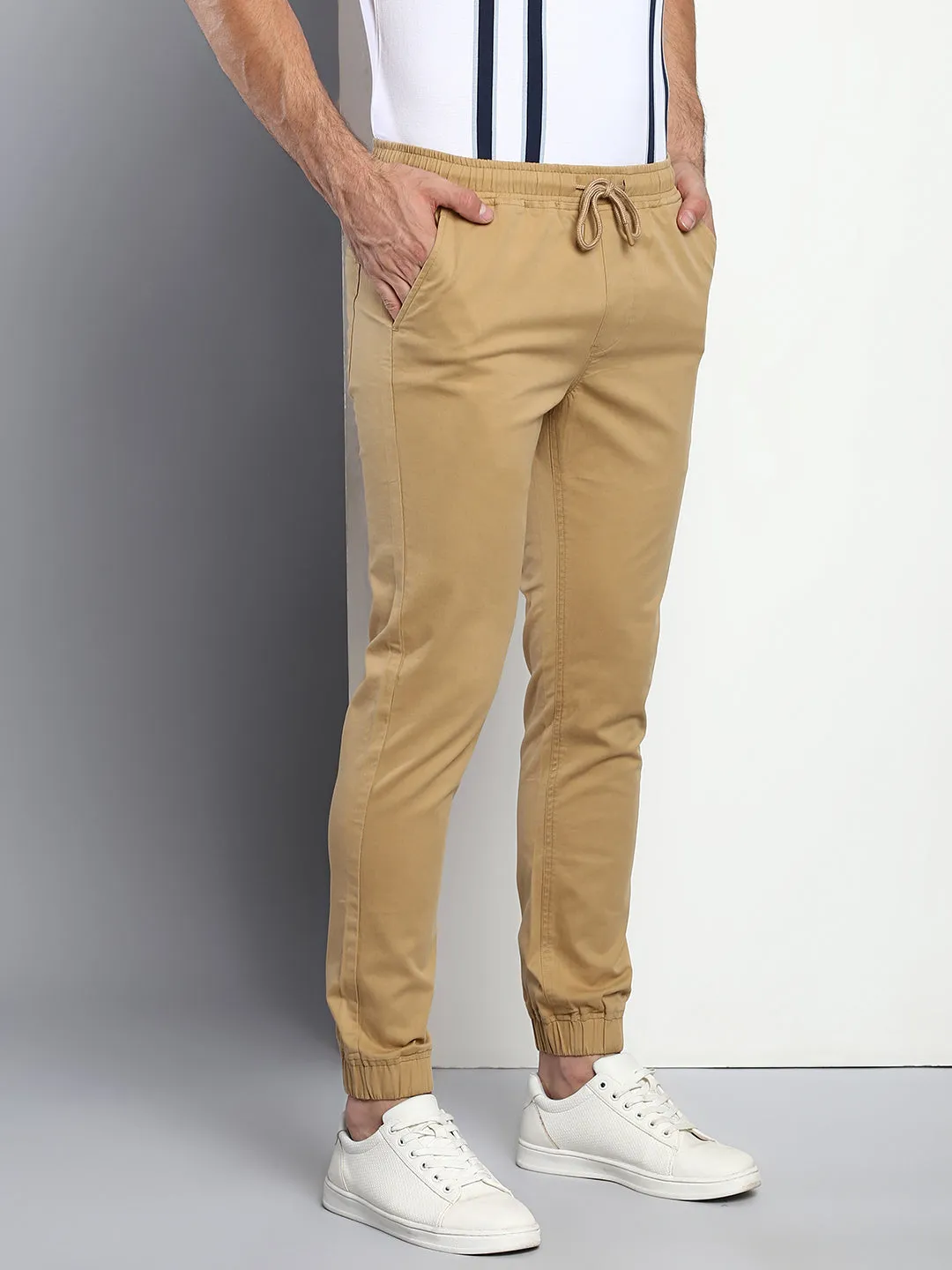 Men's Straight Fit Cotton Joggers (Dharkhaki)