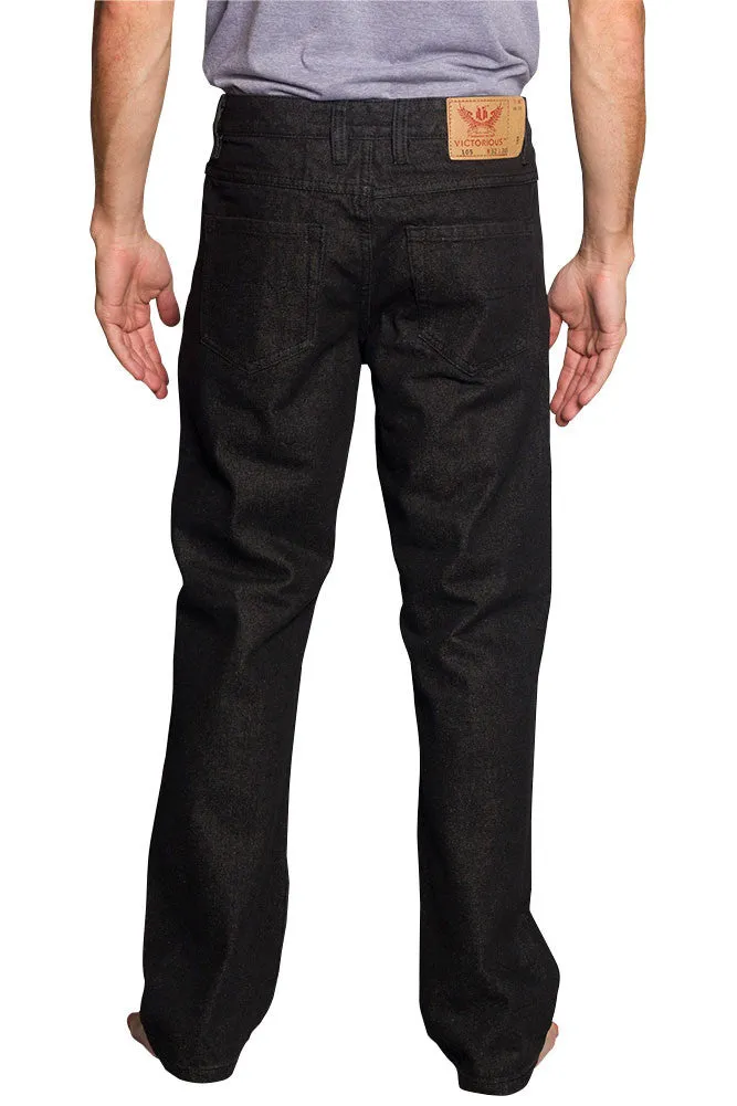 Men's Straight Fit Washed Denim Jeans (Washed Black)
