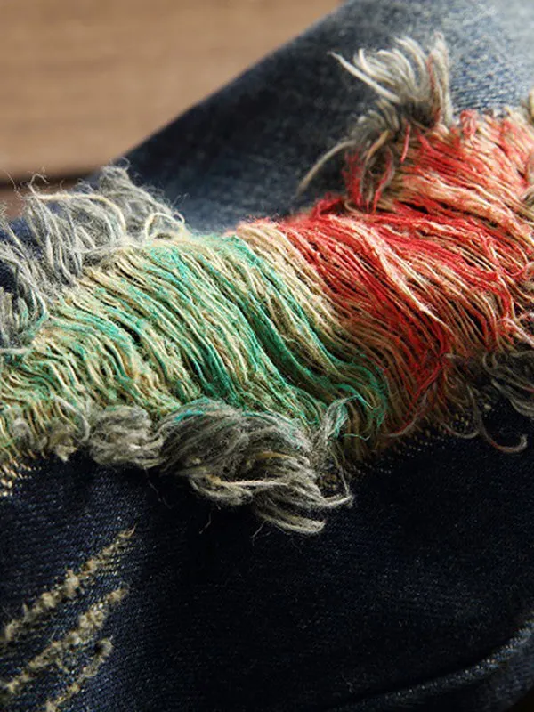 Men's Straight Leg Ripped Jeans