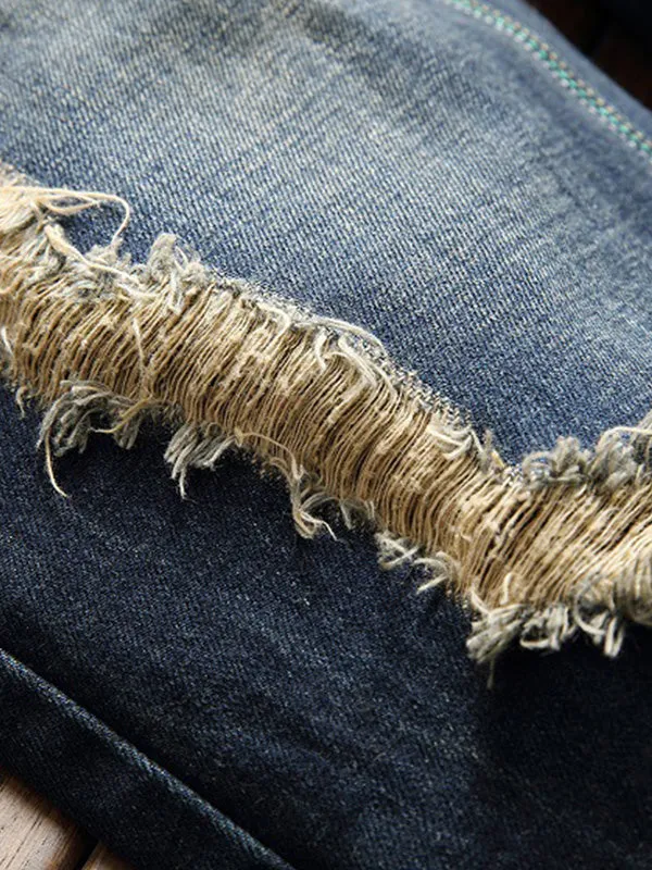 Men's Straight Leg Ripped Jeans