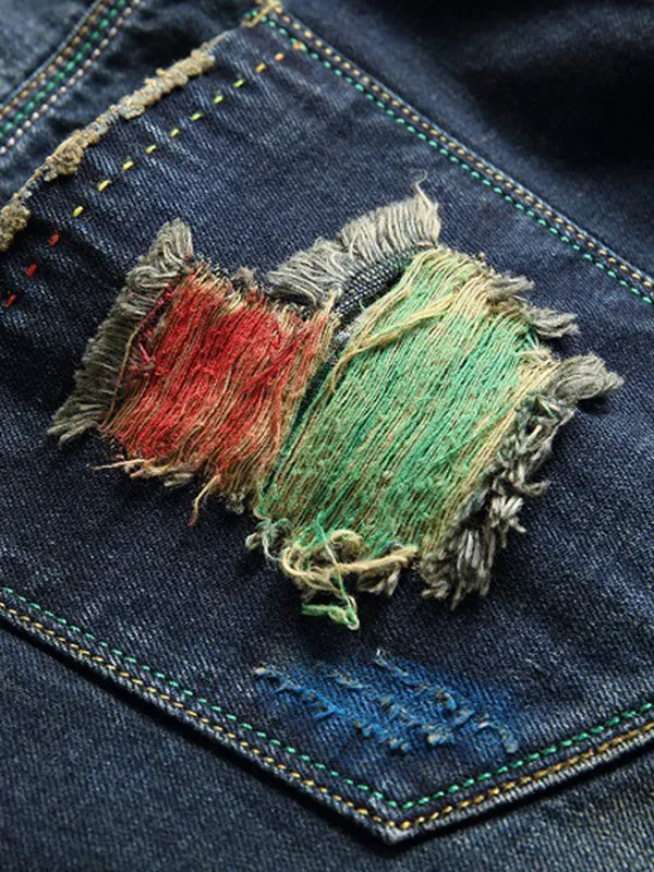 Men's Straight Leg Ripped Jeans