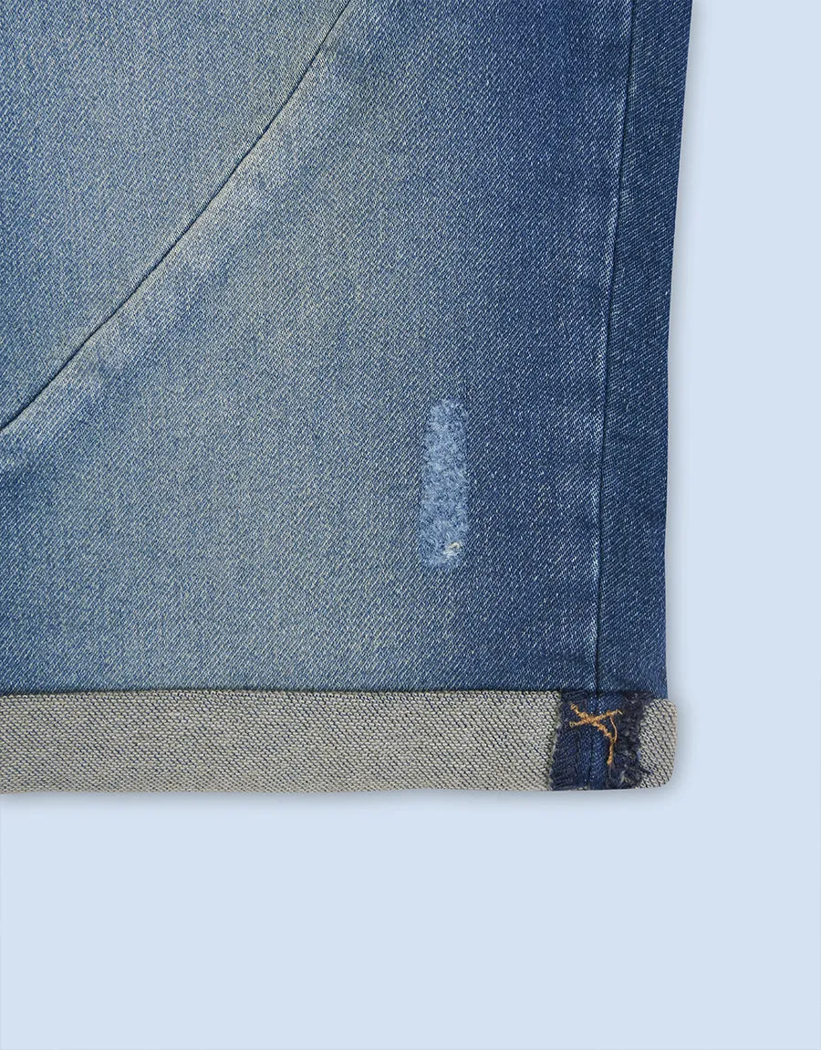 Men's Sublevel Herren Sweat Denim Bermuda Shorts - Blue Wash