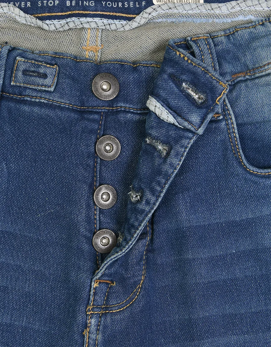 Men's Sublevel Herren Sweat Denim Bermuda Shorts - Blue Wash