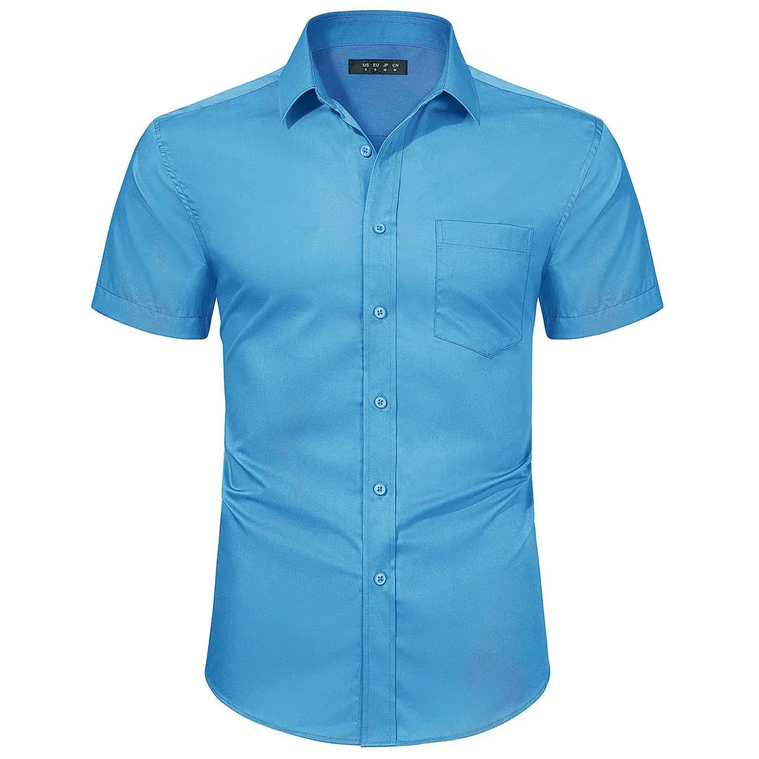 Men's Summer Casual Regular Fit Button Down Short Sleeve T-shirt