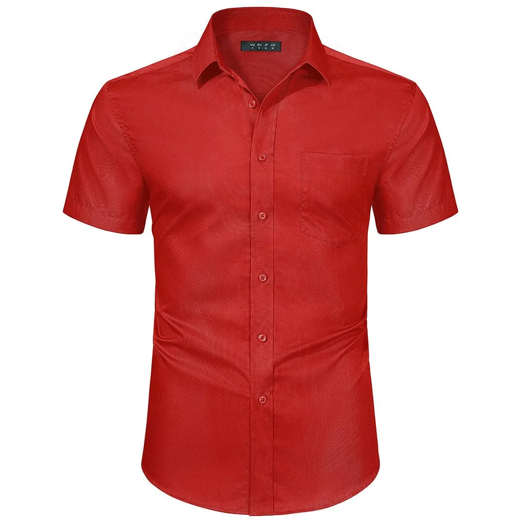 Men's Summer Casual Regular Fit Button Down Short Sleeve T-shirt