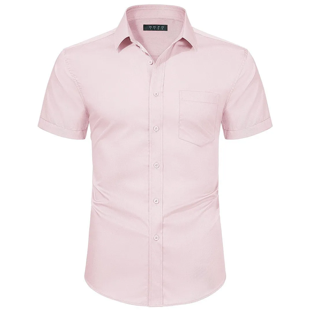 Men's Summer Casual Regular Fit Button Down Short Sleeve T-shirt