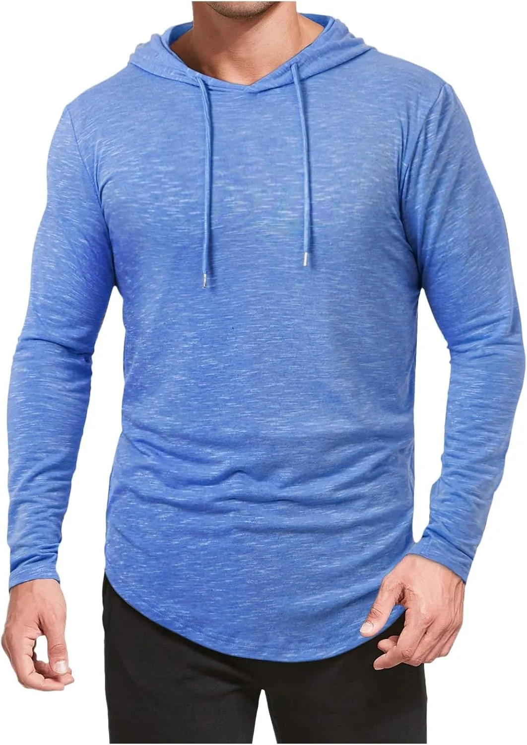 Men's Summer Shirts Long Sleeve Hat Elastic Rope Blouse Solid Color Comfy Leisure Style Sport Pants Fresh Trendy Tee