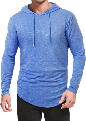 Men's Summer Shirts Long Sleeve Hat Elastic Rope Blouse Solid Color Comfy Leisure Style Sport Pants Fresh Trendy Tee