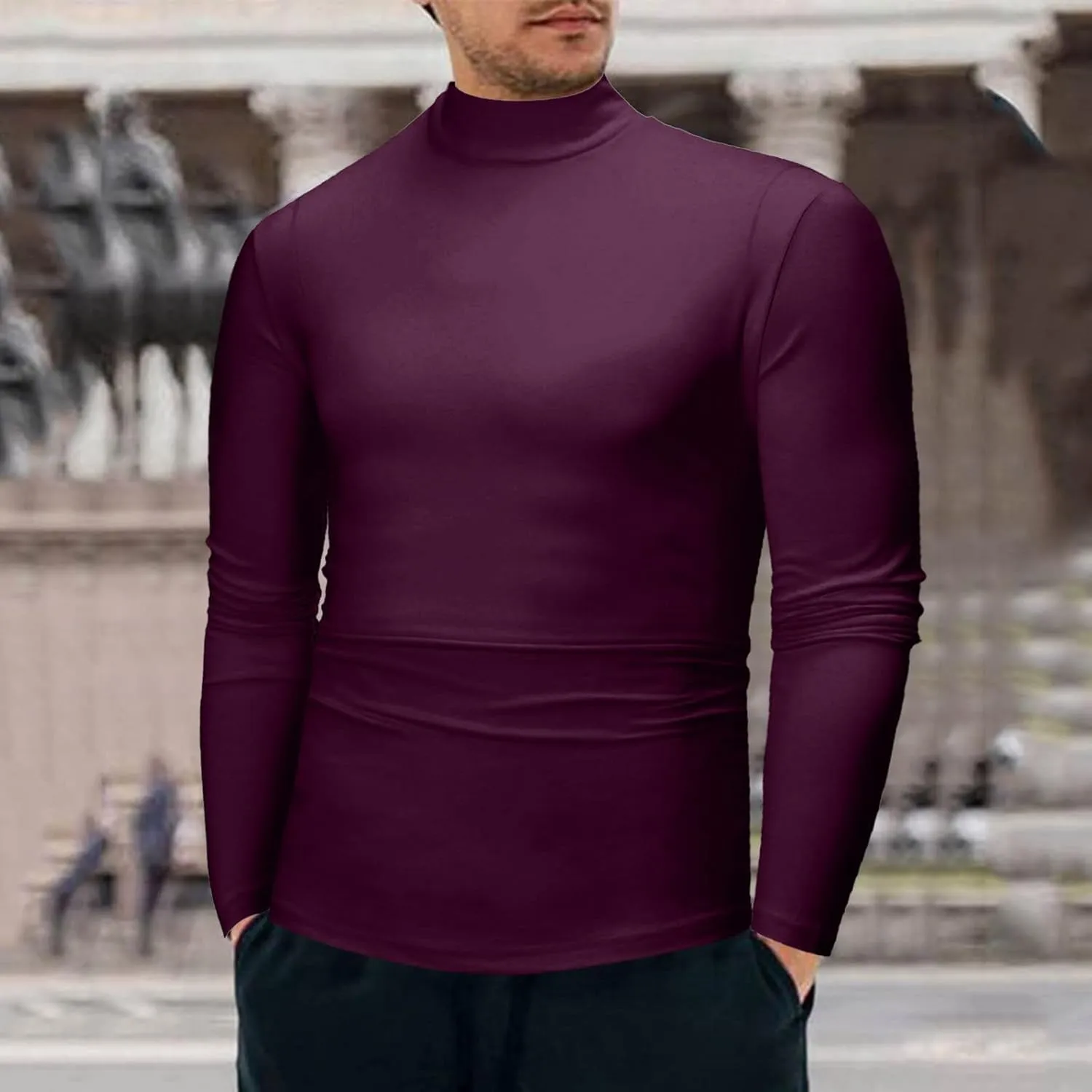 Men's Summer Shirts Long Sleeve High Collar Sexy Comfortable Leisure Style Sport Pants Comfy Fashion Trendy Tee