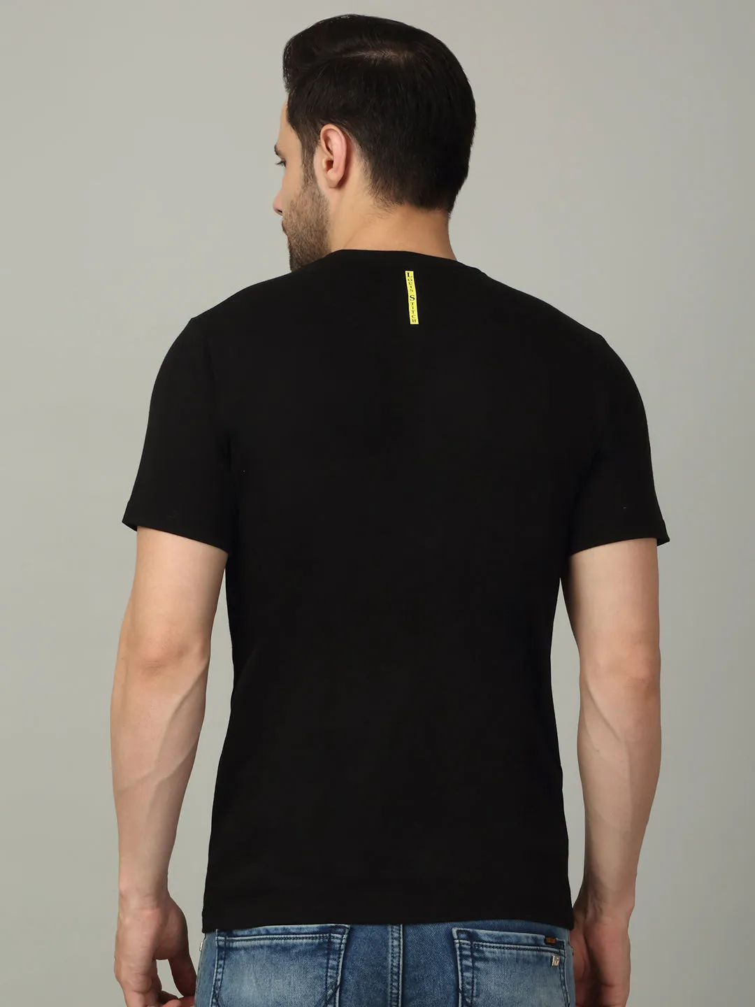 Men's Super Combed Cotton Printed Black T-shirt