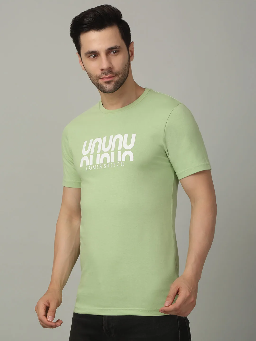 Men's Super Combed Cotton Printed Mint Green T-shirt