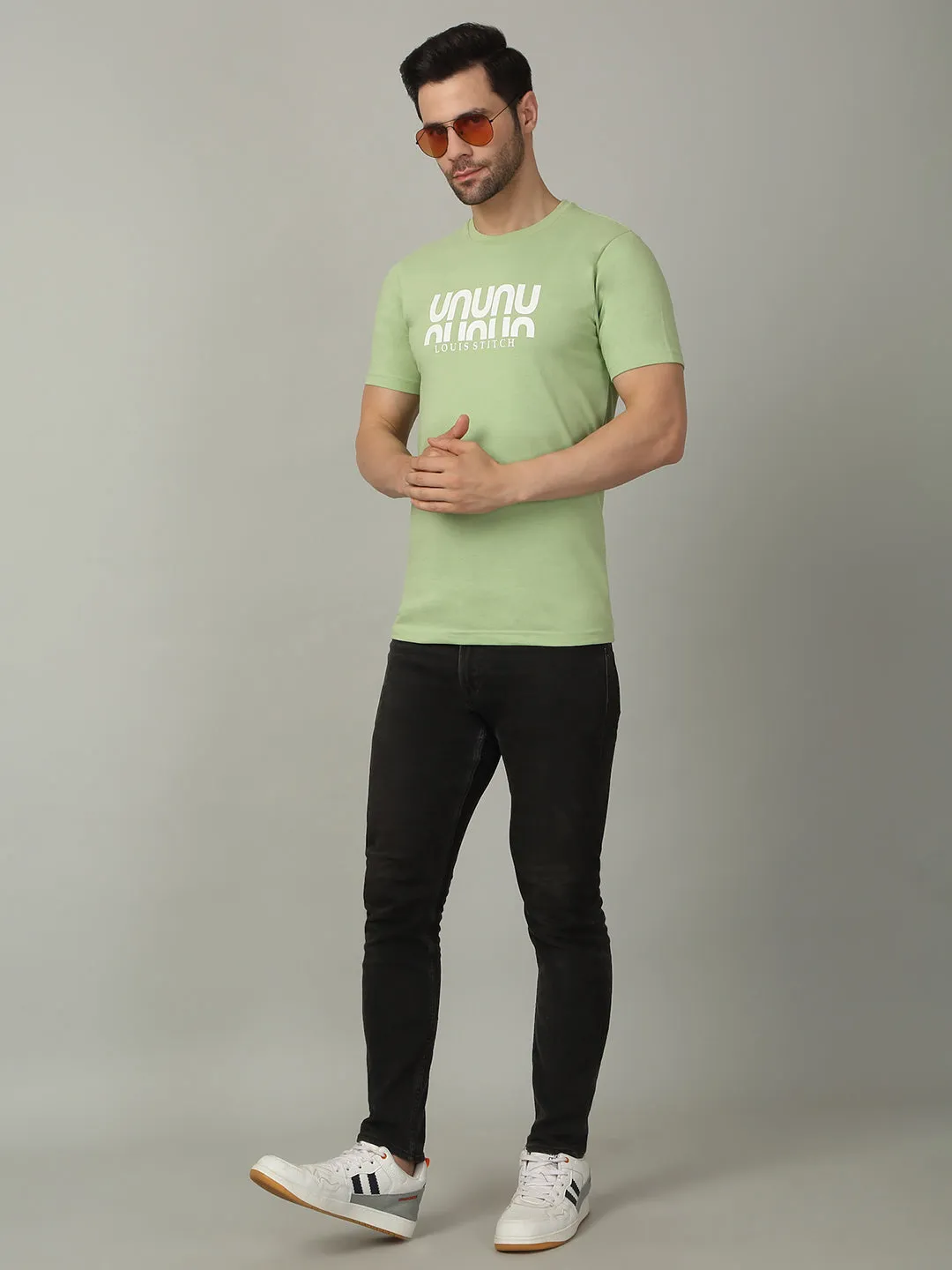 Men's Super Combed Cotton Printed Mint Green T-shirt
