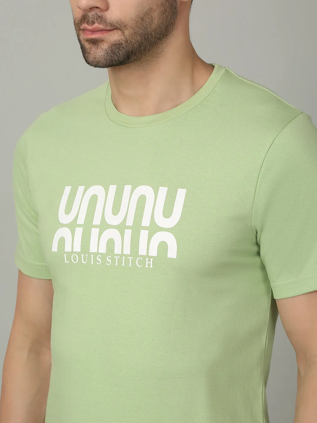 Men's Super Combed Cotton Printed Mint Green T-shirt