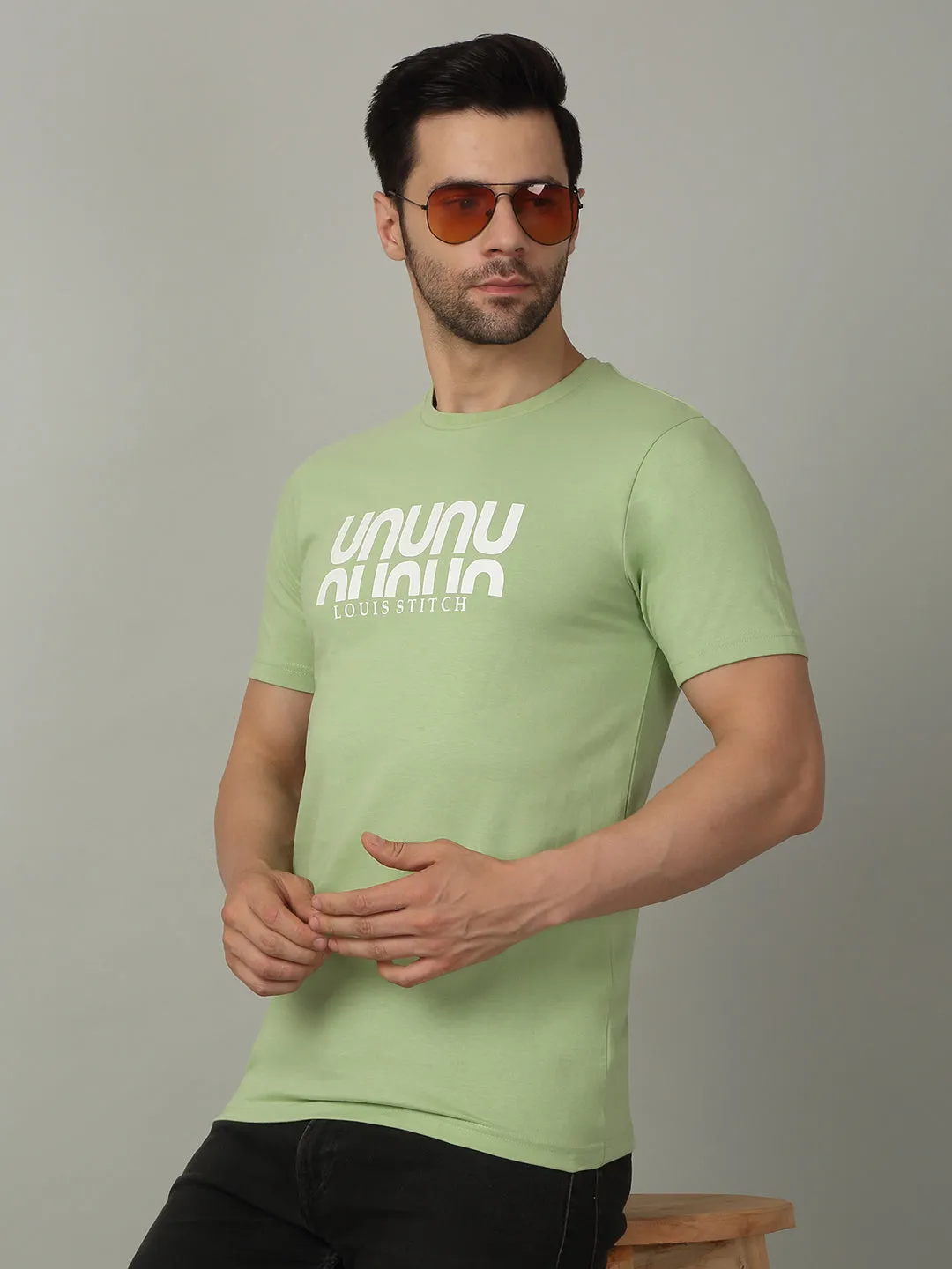 Men's Super Combed Cotton Printed Mint Green T-shirt