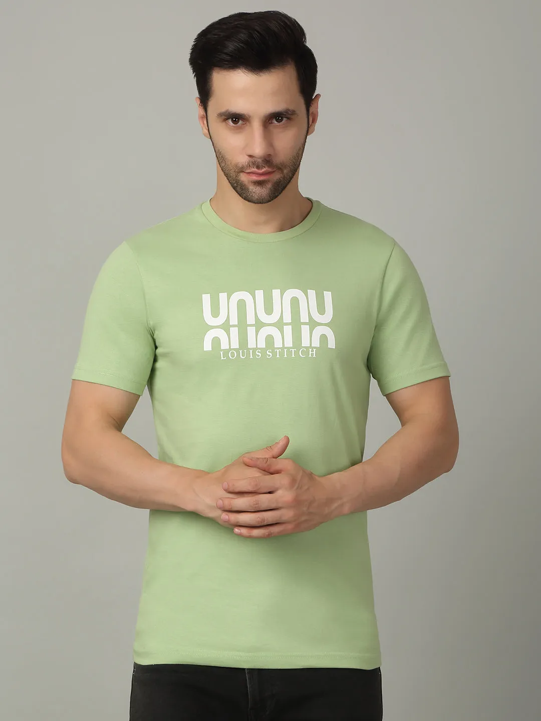 Men's Super Combed Cotton Printed Mint Green T-shirt