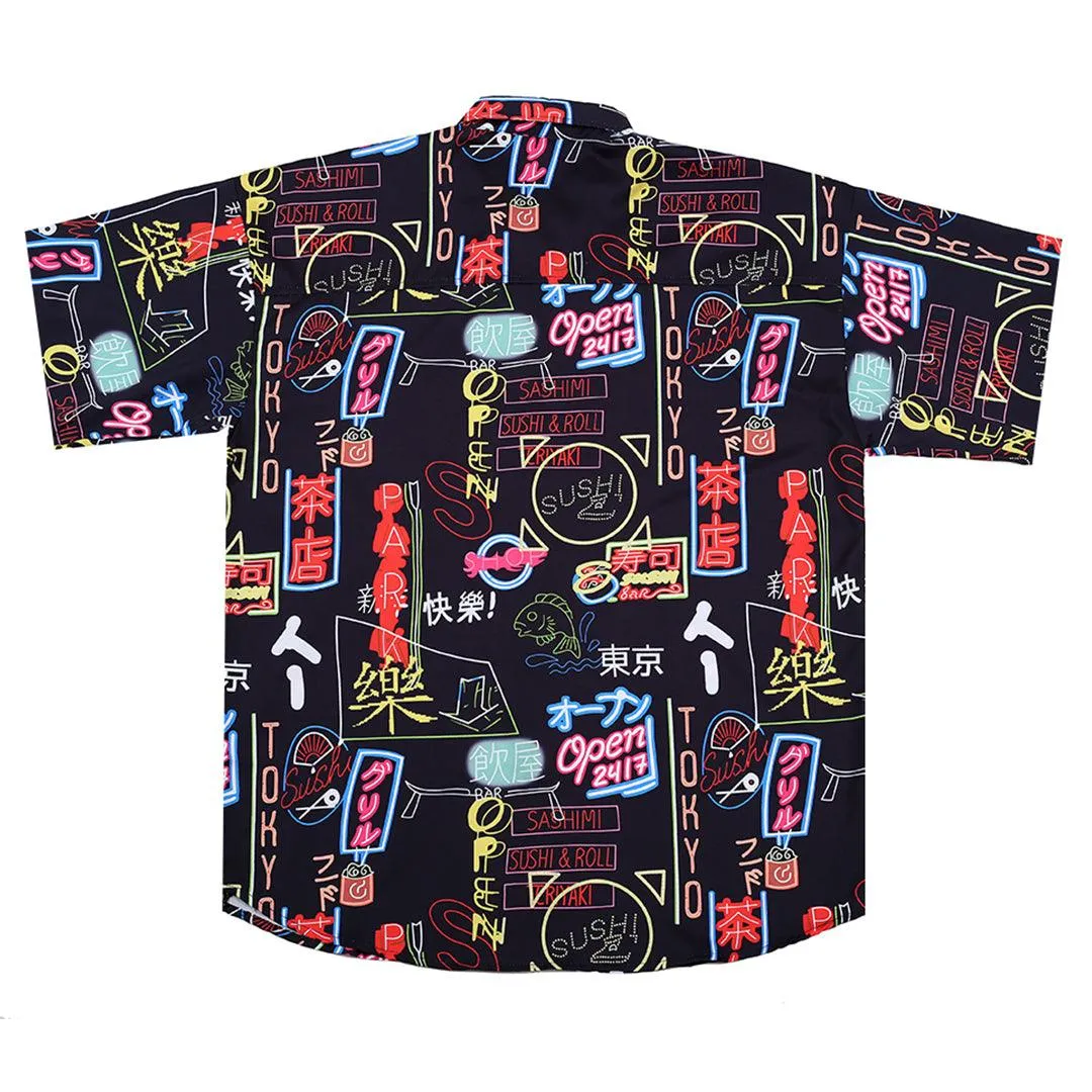 Men's Sushi Designed Aloha Shirt - Black
