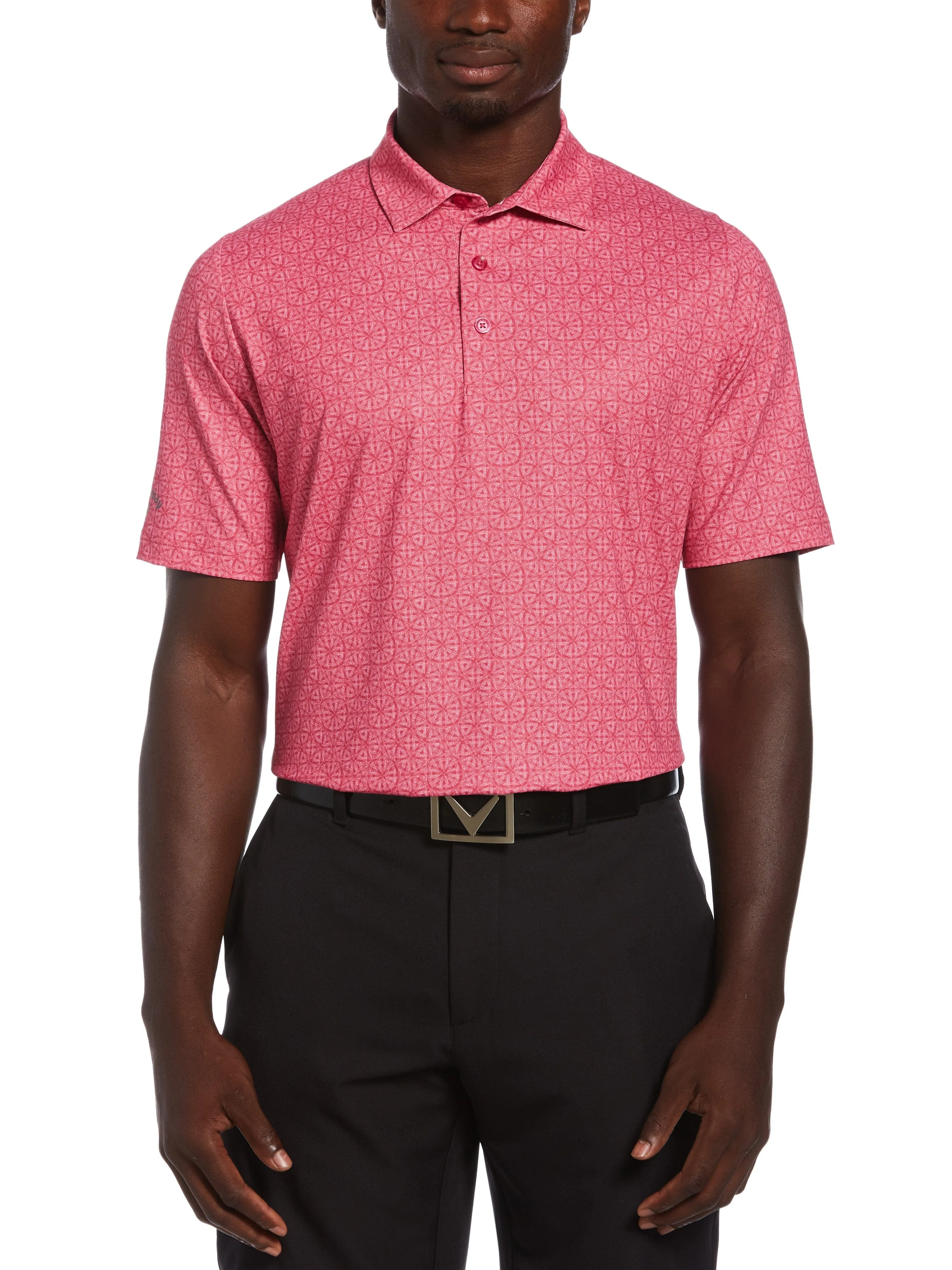 Mens Swing Tech™ Stitched Chevron Geo Print Polo