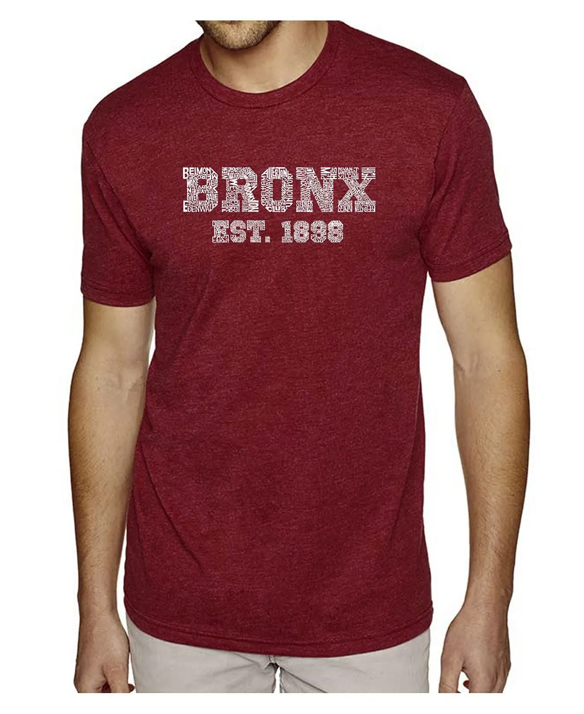 Men's T-shirt premium word blend art - popular Bronx, New York boroughs LA Pop Art