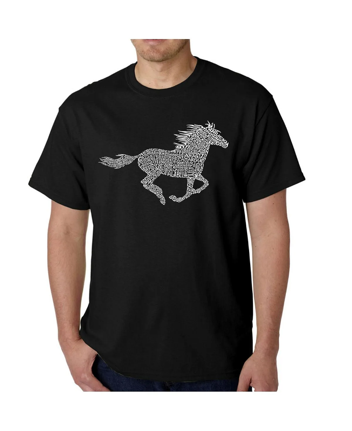 Men's T-shirt word art - mustang LA Pop Art, black