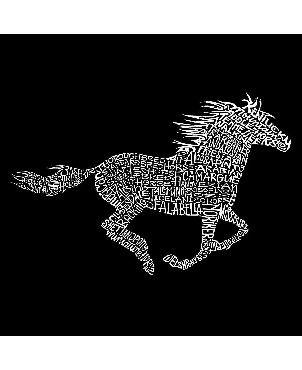 Men's T-shirt word art - mustang LA Pop Art, black