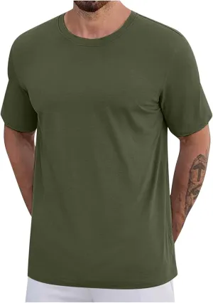 Mens T-Shirts Short Sleeve Cotton UPF 50  Lightweight Cooling Tees Tops Casual Crew Neck Basic Tee Shirts