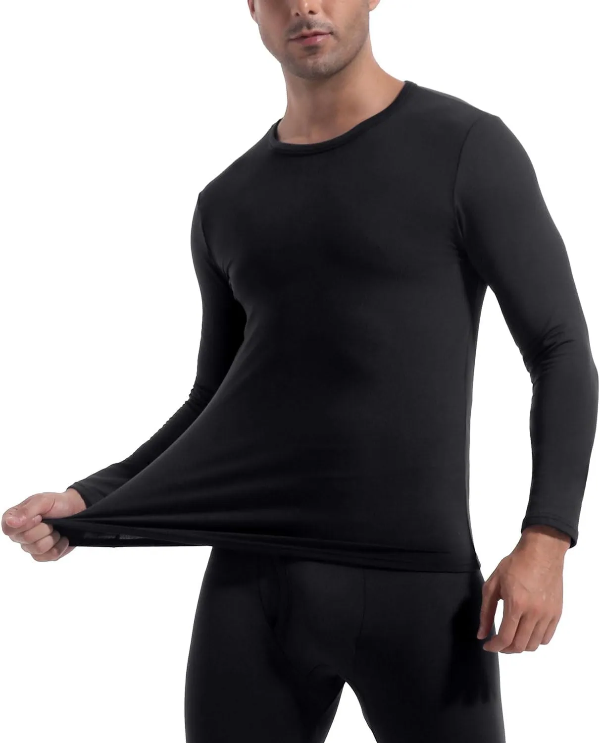 Men's Thermal Shirt 1/2/4 Pcs Fleece Lined Long Sleeve Tops Athletic Base Layer Long John Shirts for Men
