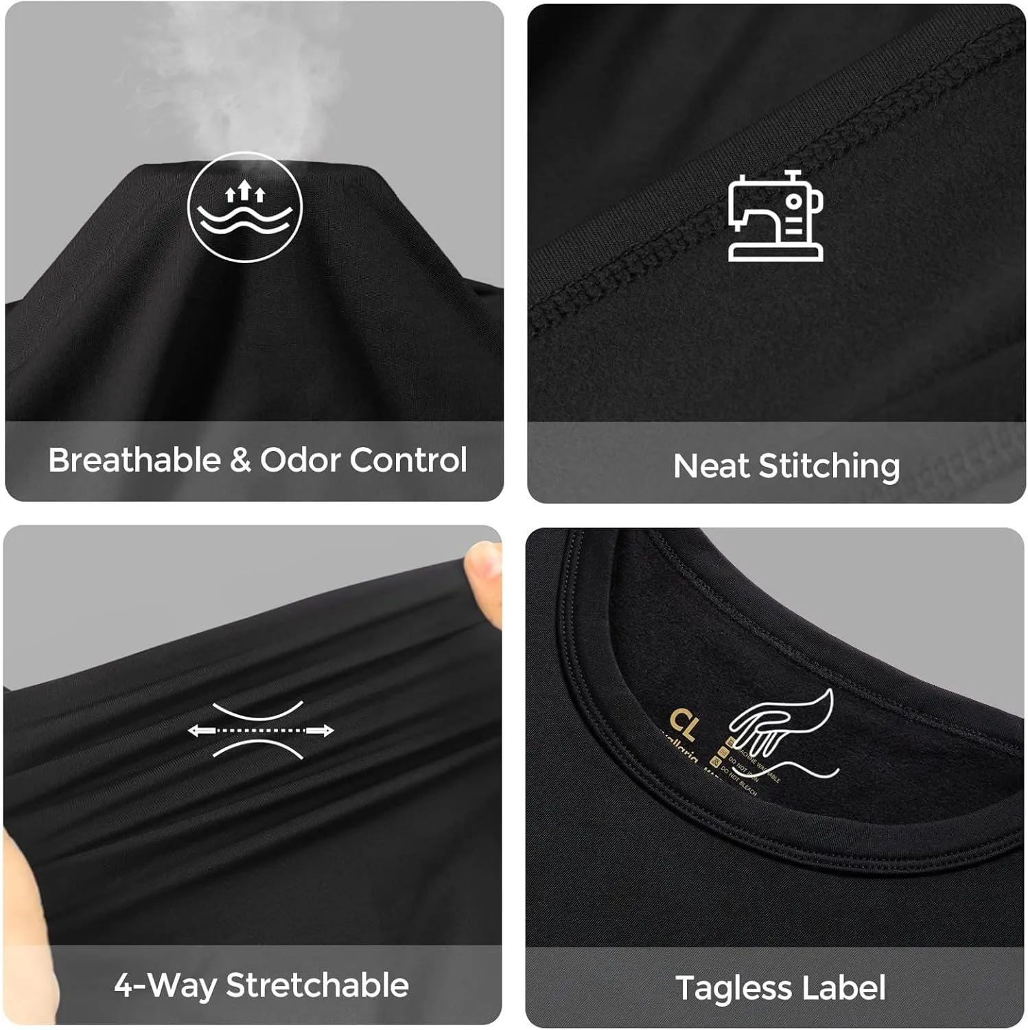 Men's Thermal Shirt 1/2/4 Pcs Fleece Lined Long Sleeve Tops Athletic Base Layer Long John Shirts for Men