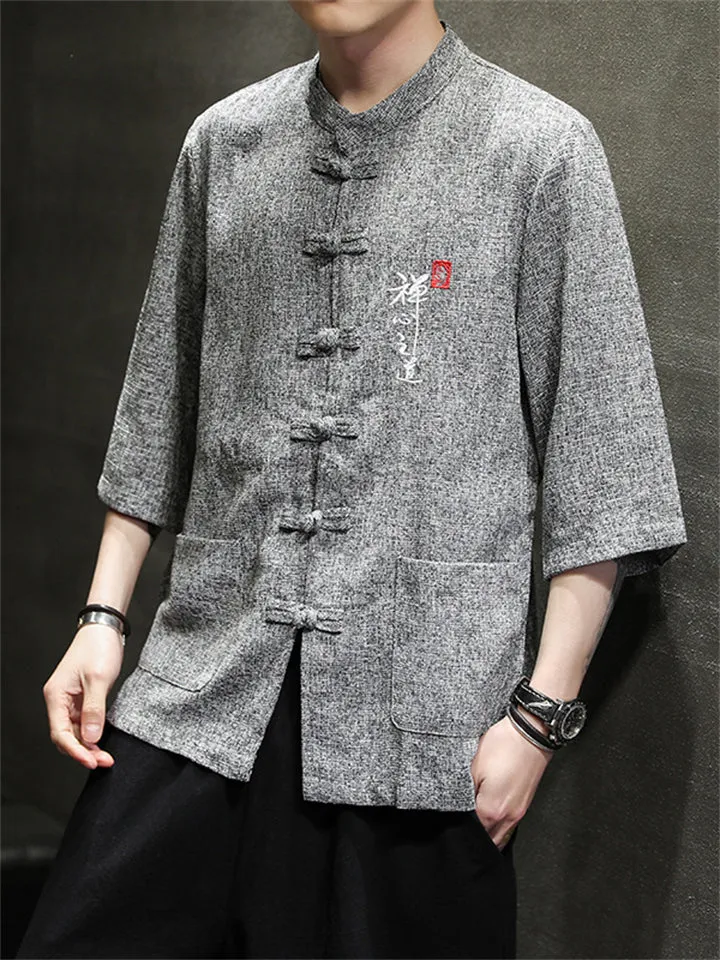 Men's Trendy Tang Suit Embroidered Half Sleeve Shirts
