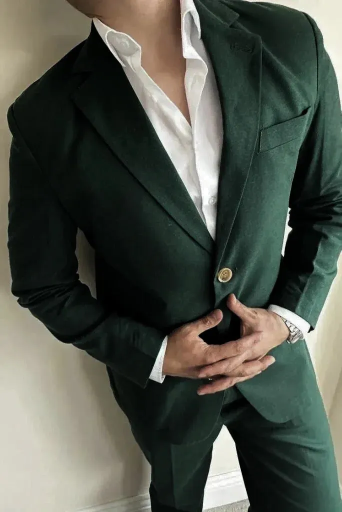 Men's Two Piece Suit Green Dinner Suit Formal Wedding Suit Elegant Suit Prom Wear Men 2 Piece Set Gift For Him