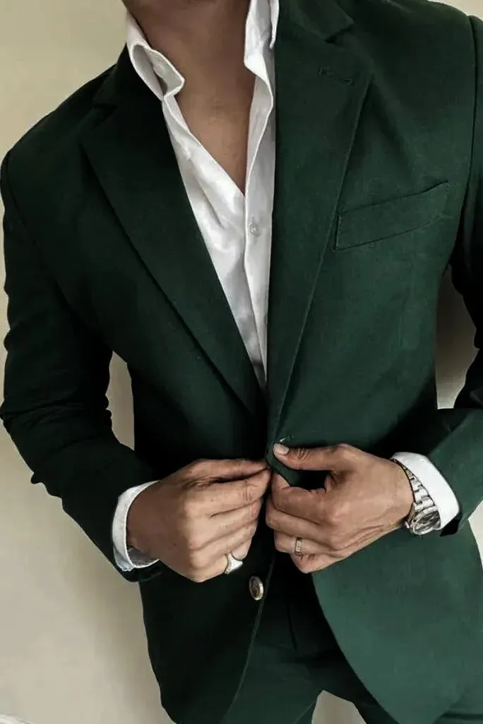 Men's Two Piece Suit Green Dinner Suit Formal Wedding Suit Elegant Suit Prom Wear Men 2 Piece Set Gift For Him