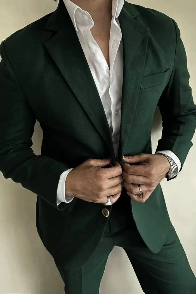 Men's Two Piece Suit Green Dinner Suit Formal Wedding Suit Elegant Suit Prom Wear Men 2 Piece Set Gift For Him