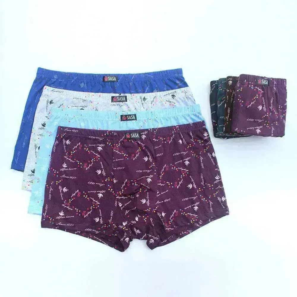 Men's  Underpants Cotton 6 Pcs  Printed Boxer Mid Waist underwear