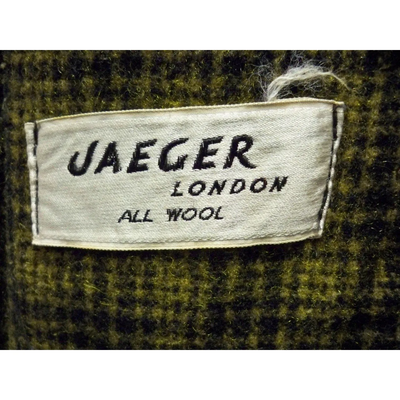 Mens Vintage Black/Green Plaid Wool Robe Jaeger 1940S 46 Chest