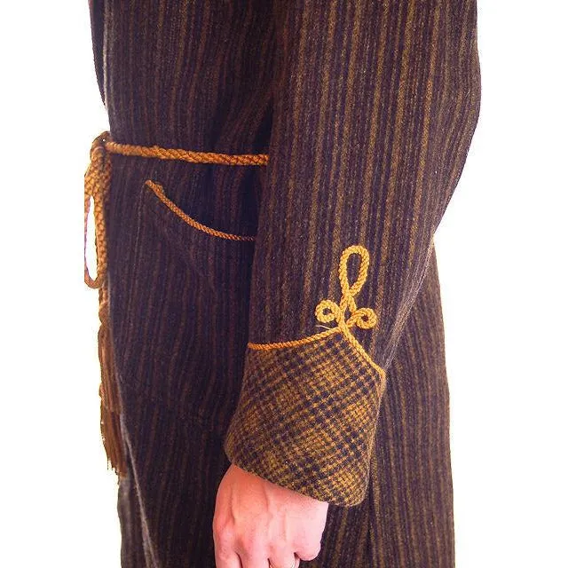 Mens Vintage Black/Green Plaid Wool Robe Jaeger 1940S 46 Chest