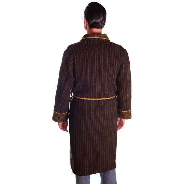 Mens Vintage Black/Green Plaid Wool Robe Jaeger 1940S 46 Chest