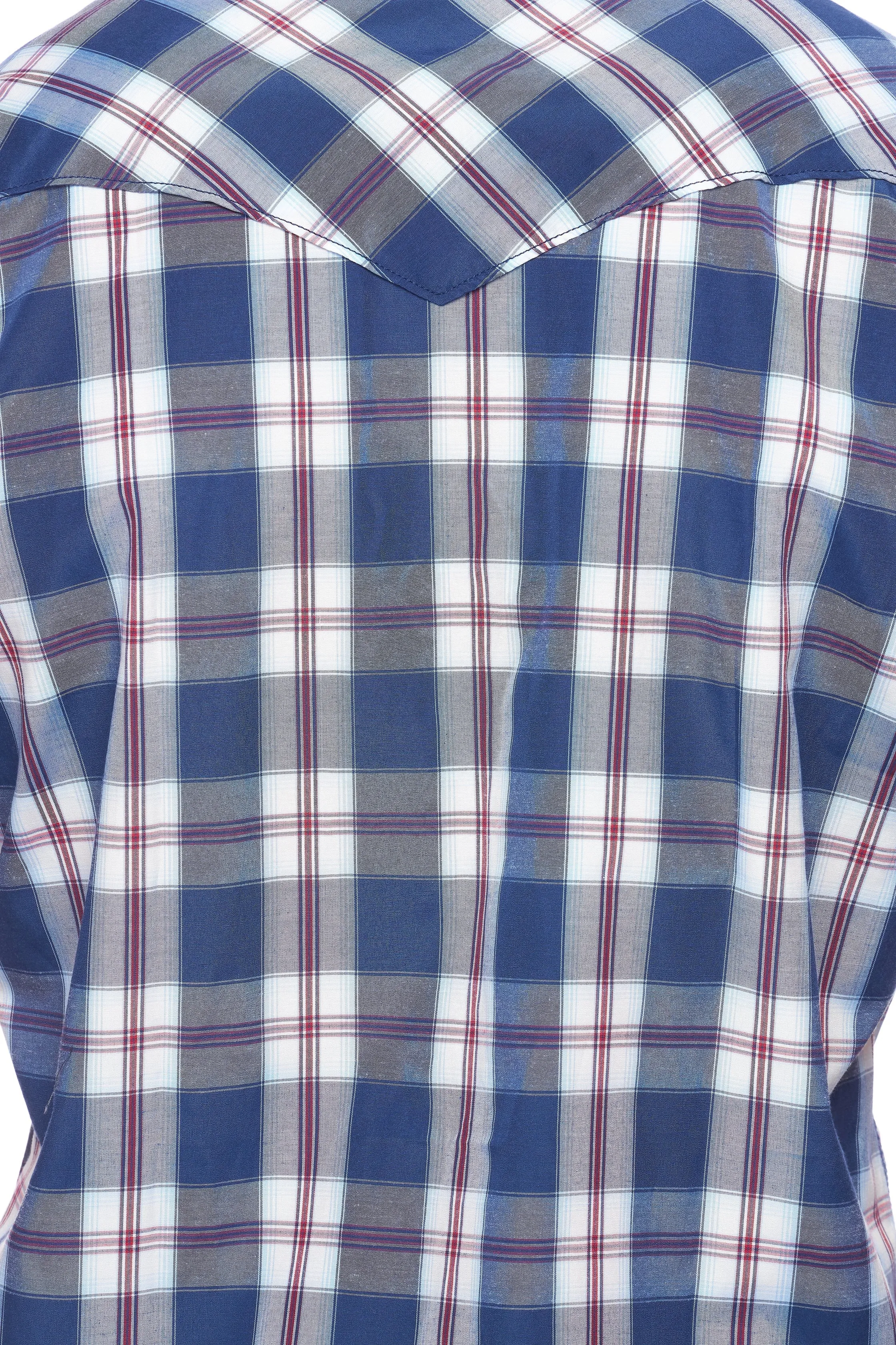 Men's Western Short Sleeve Pearl Snaps Plaid Shirt-PS400S-403