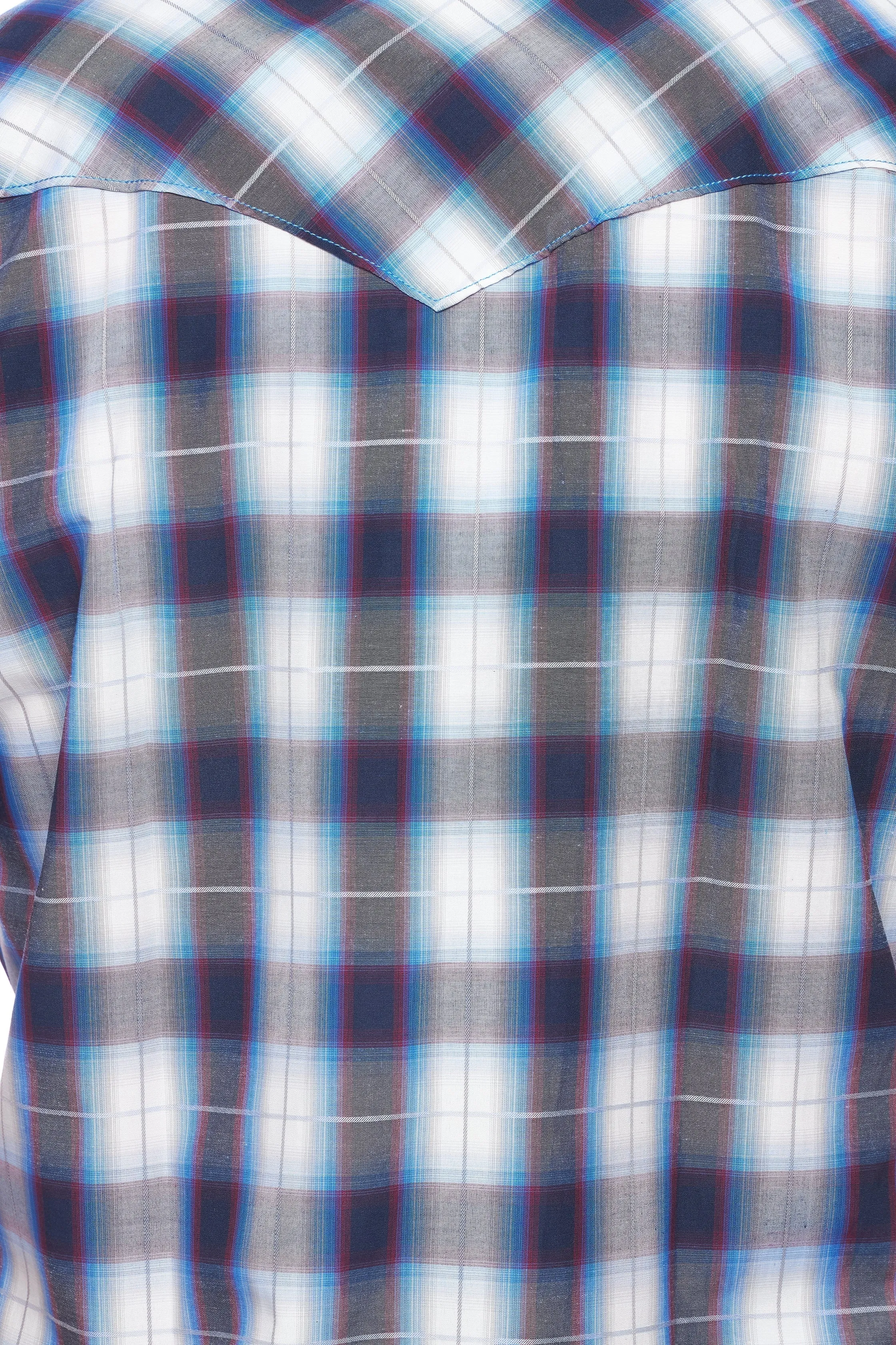 Men's Western Short Sleeve Pearl Snaps Plaid Shirt-PS400S-470