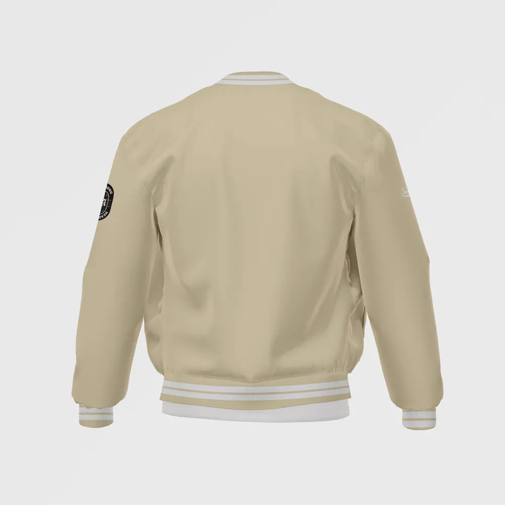 MEN’S WHITE SATIN BOMBER JACKET BY TJS