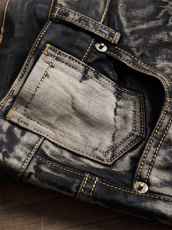 Men's Wing Embroidered Ripped Jeans