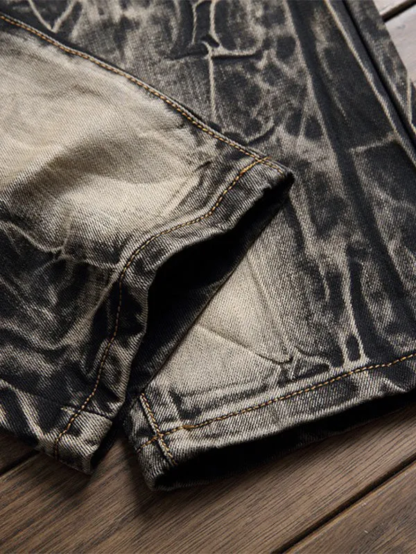 Men's Wing Embroidered Ripped Jeans