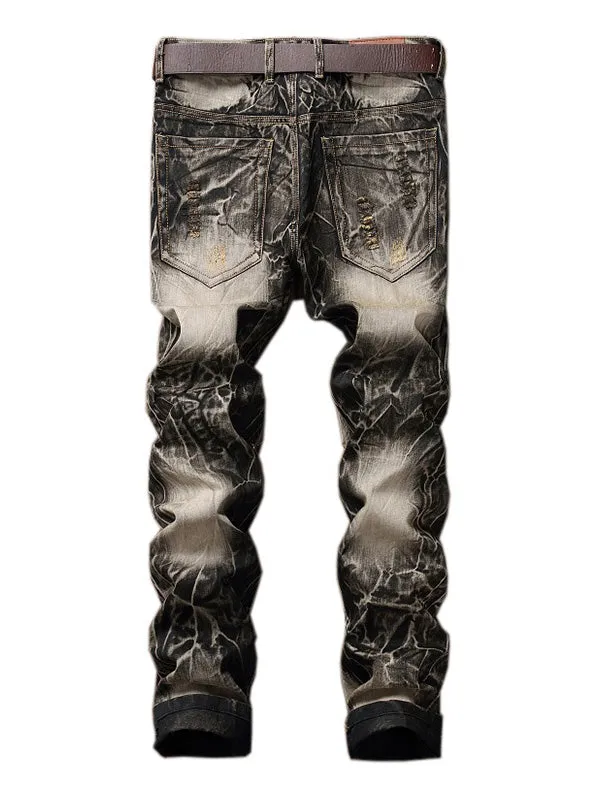 Men's Wing Embroidered Ripped Jeans