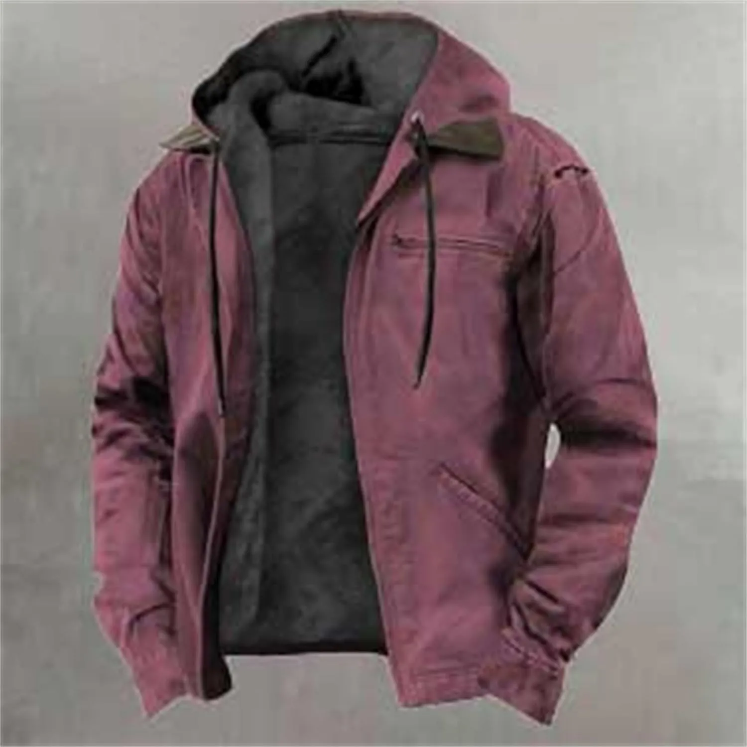 Men's Winter Coat Sherpa Fleece Lined Jacket Western Graphic Full Zip Thick Heavyweight Hoodie Winter Sweatshirts Coat