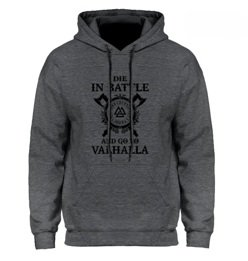 Men's Winter/Autumn Hoodie "Die In Battle And Go To Valhalla"
